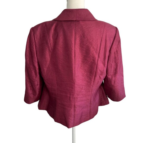 ADRIANNA PAPELL Evening Rose Pink Metallic Shimmer Blazer Jacket Size 14W - Picture 7 of 7